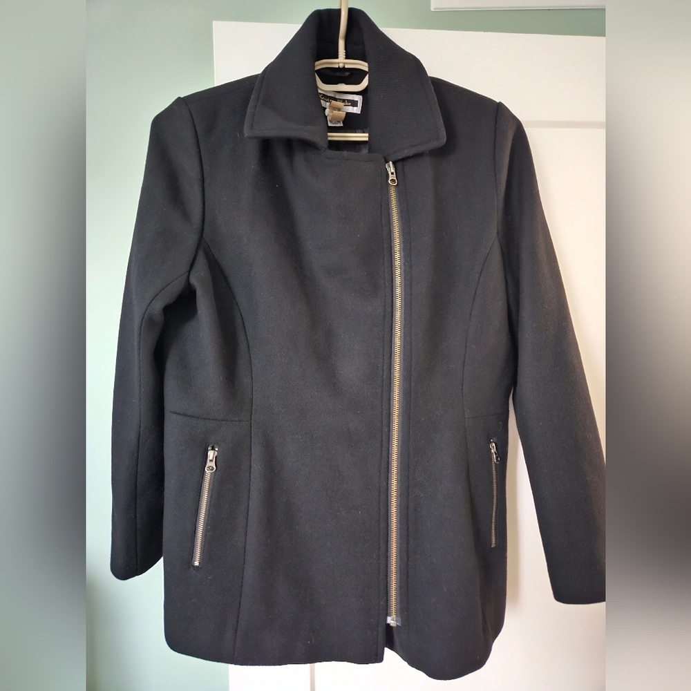 Kristen Blake Black wool Zippered Peacoat